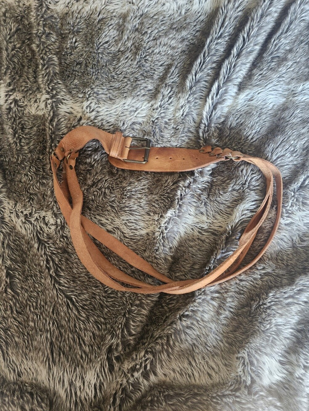 Moroccan Braided Tan Leather Waist Belt-47"